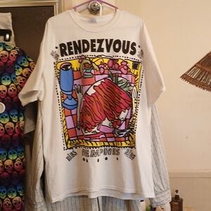 Rendezvous Ribs Memphis White Tee Shirt, Sz.XL